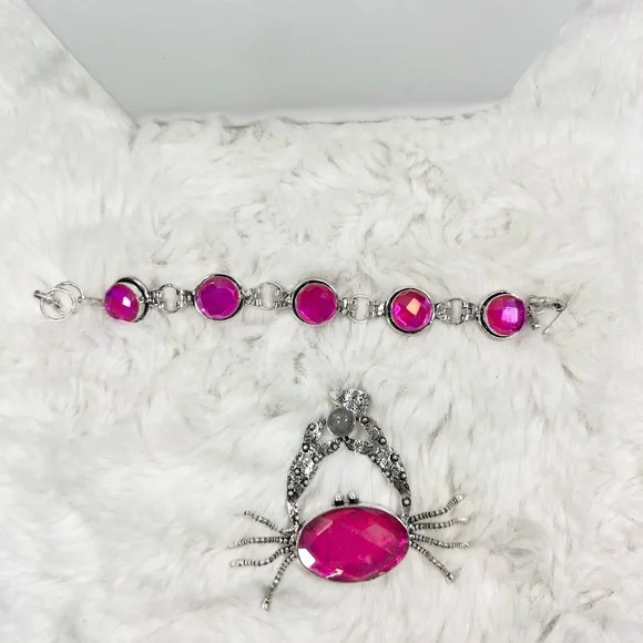 Pink 🔥 Fire Topaz 925 Large Crab Pendant & Bracelet - Picture 5 of 9